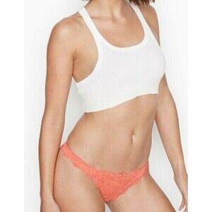 Victoria's Secret Thong Panty Size XL Dream Angels Corded  Lace Peach/Pink NWT